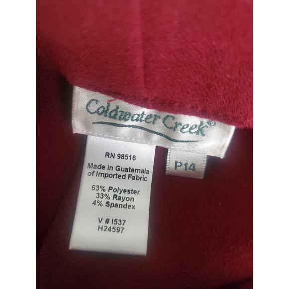 Coldwater Creek Burgundy High Rise Wide Leg Dress Pants Side Zip Petite Sz 14P - Picture 4 of 4